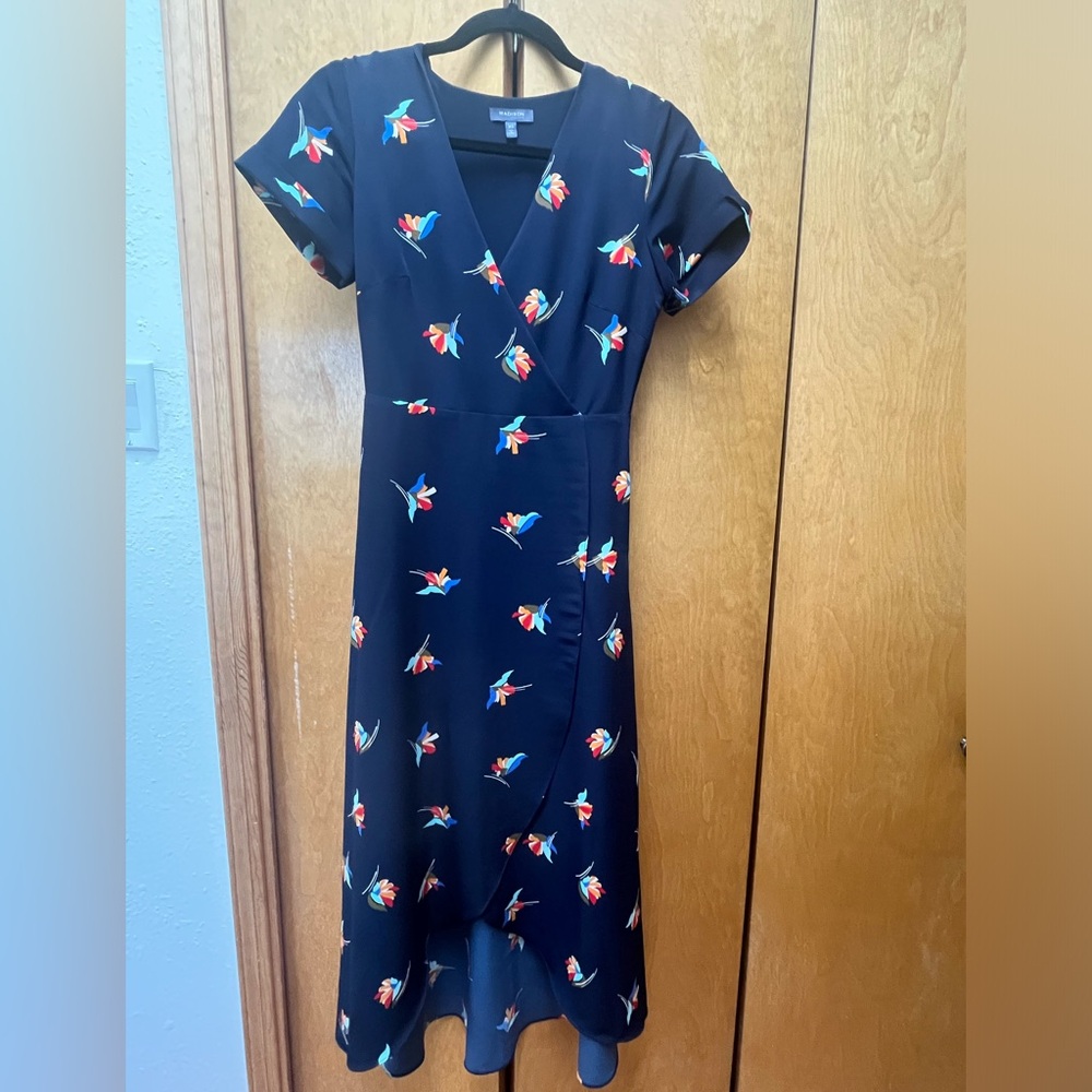 Navy Floral Midi Dress